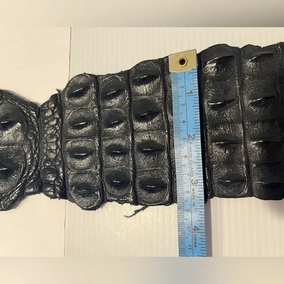 Genuine Alligator Leather Black Tanned Exotic Hornback Hide /Skin - Picture 14 of 16